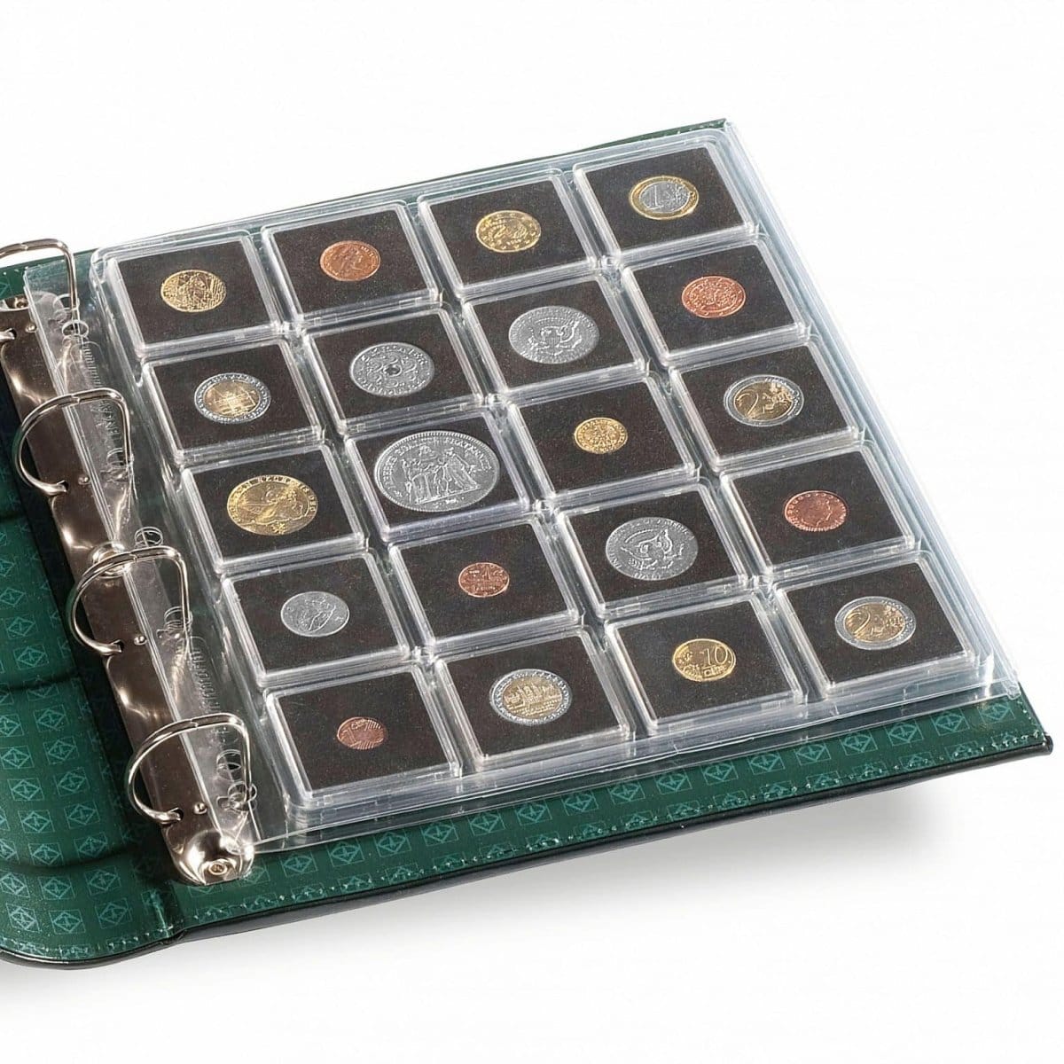 Plastic Sheets ENCAP, clear pockets for 20 square Coin Capsules QUADRUM 50 x 50mm - Nova Coins