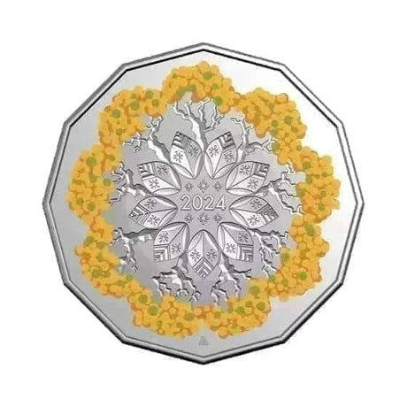 2024 Christmas Festive Florals 50c Coloured Coins - Orange