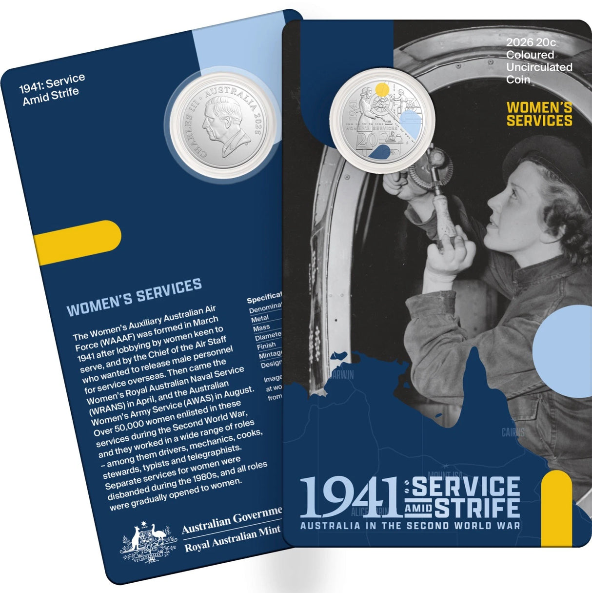 2026 WWII Service Amid Strife 20c Coloured Uncirculated Three-Coin Set