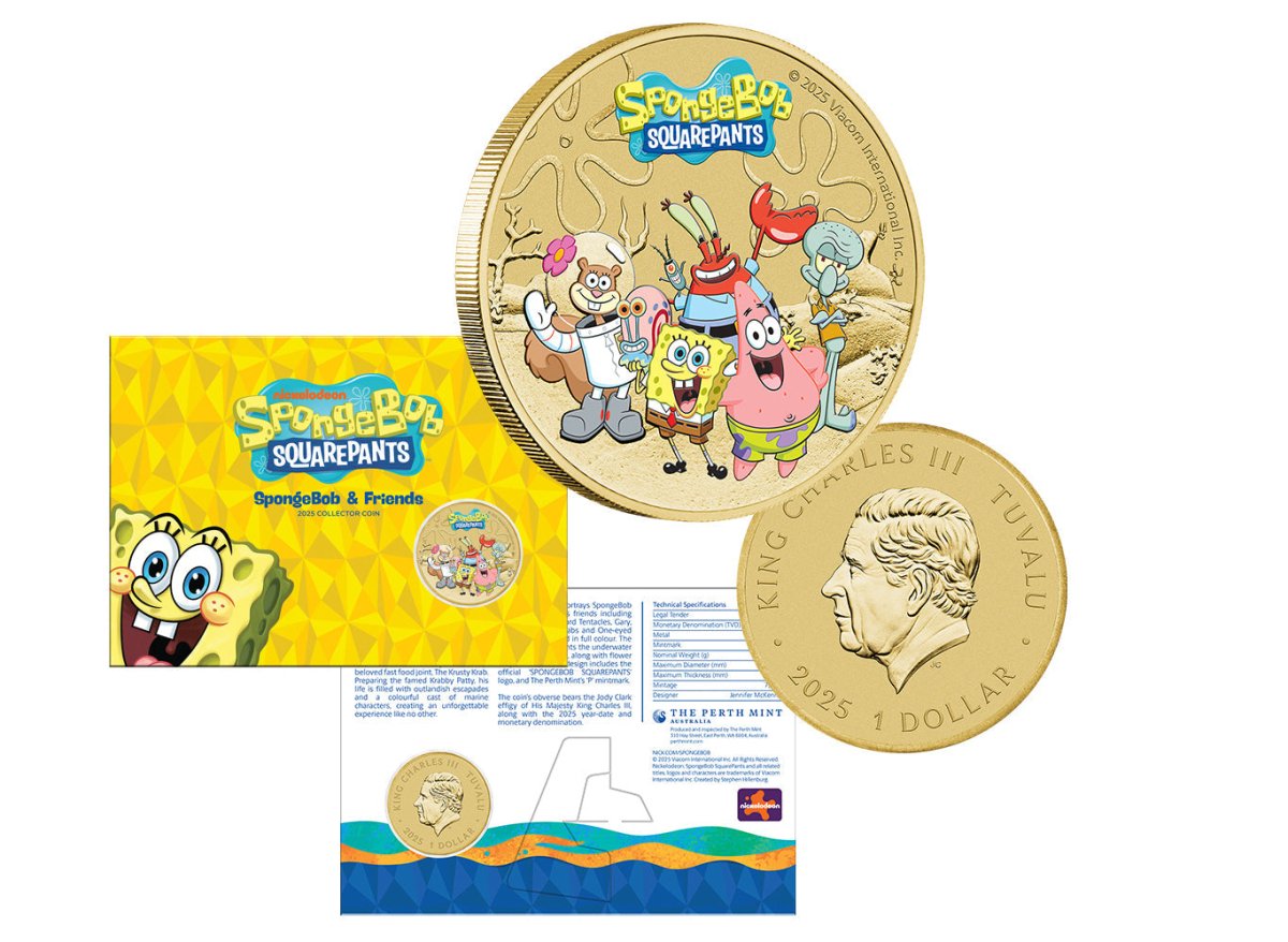 Spongebob & Friends 2025 $1 Coloured Collector Coin in Card - Nova Coins