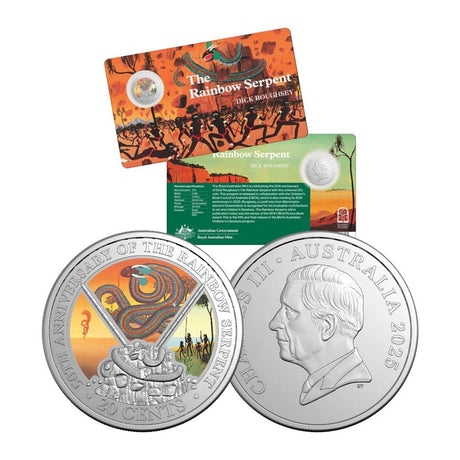The Rainbow Serpent 50th Anniversary 2025 20c Coloured Uncirculated Coin - Nova Coins