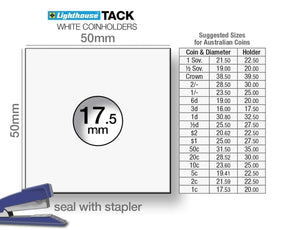 Three pence 3d - Lighthouse TACK Staple 2×2" Coin Holders (17.5mm) - Nova Coins