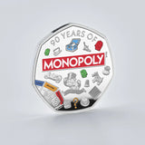 Monopoly 2025 UK 50p Silver Proof Colour Coin