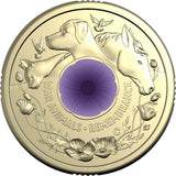 War Animals Remembrance 2024 $2 C Mintmark Coloured Uncirculated Coin - Purple poppy - Nova Coins