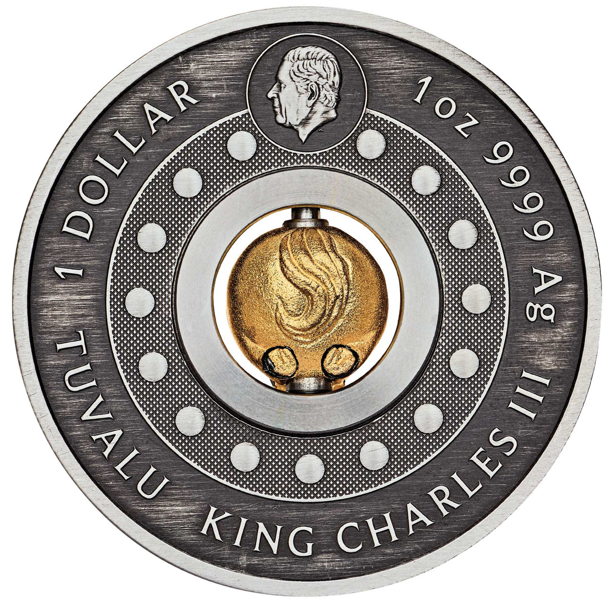 Year of the Horse Rotating Charm 2026 1oz Silver Antiqued Coin