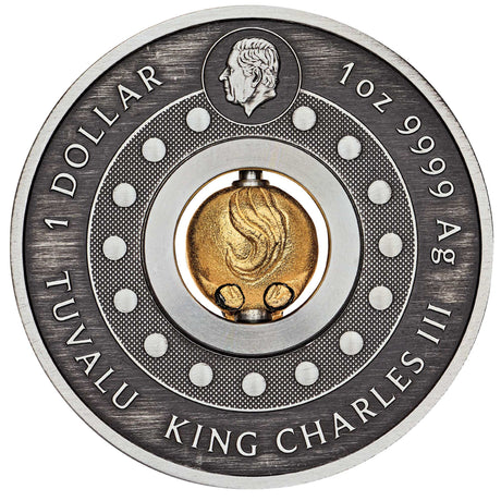 Year of the Horse Rotating Charm 2026 1oz Silver Antiqued Coin