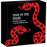 Year of the Snake Rotating Charm 2025 1oz Silver Antiqued Coin - Nova Coins